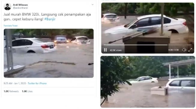 Jakarta Banjir Hari Ini, Video Mobil BMW Hanyut Jadi Viral