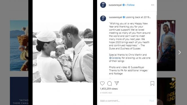 Meghan Markle, Pangeran Harry, dan Archie. (Instagram/@sussexroyal)