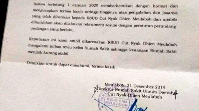 RSUD Cut Nyak Dhien Turun Kelas, Ratusan Honorer Tenaga Medis Diberhentikan