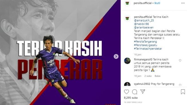 Persita Tangerang resmi melepas tiga pemain. (Instagram/@persita.official).