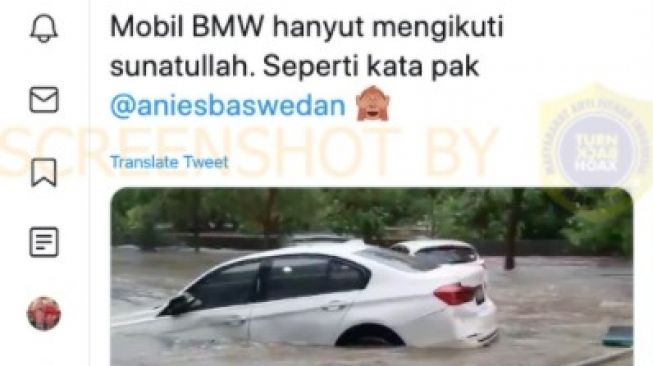 CEK FAKTA: #BanjirJakarta4niesDimana Mobil BMW Hanyut karena Sunatullah?