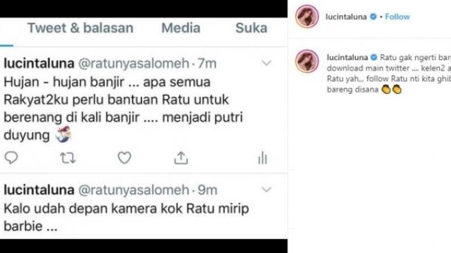 Unggahan Lucinta Luna dianggap tak memiliki empati kepada para korban banjir.