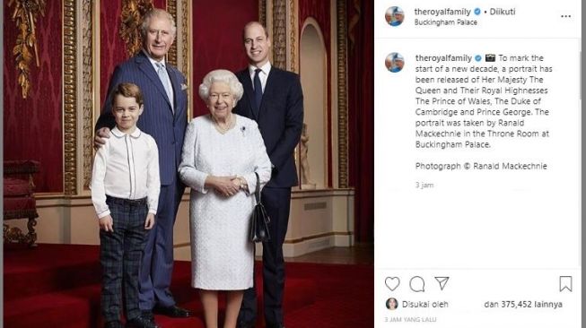 Ratu Elizabeth II dan tiga calon Raja Inggris. (INstagram/@theroyalfamily)