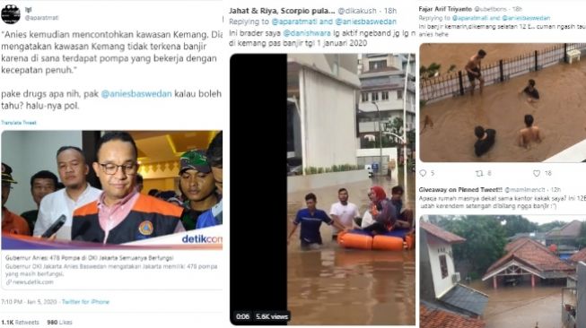 Anies Baswedan dianggap halu karena sebut Kemang tidak banjir (Twitter @aparatmati)