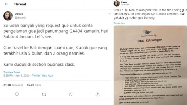 Viral penumpang Garuda Indonesia hampir ditahan karena dianggap hina maskapai (twitter @jesswjk)