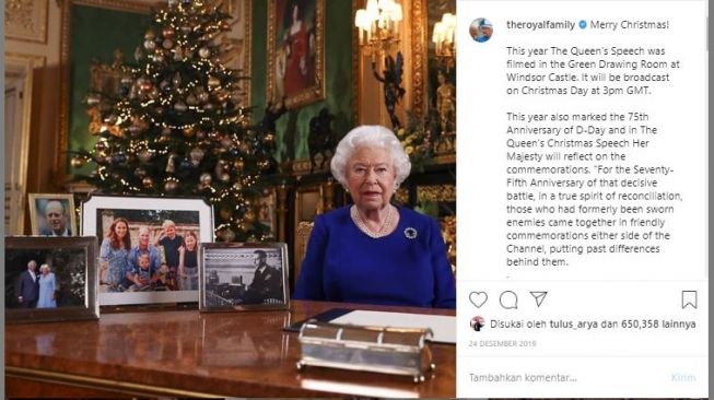 Ilustrasi ratu Elizabeth II dan bagian dalam istana. (Instagram/@theroyalfamily)