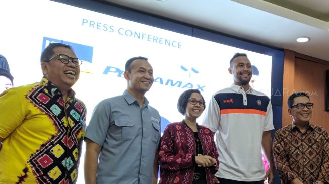 Kerja sama antara IBL dan TVRI terkait hak siar musim 2020 di Gedung TVRI, Senayan, Jakarta, Selasa (7/1/2020). [Suara.com/Arief Apriadi]