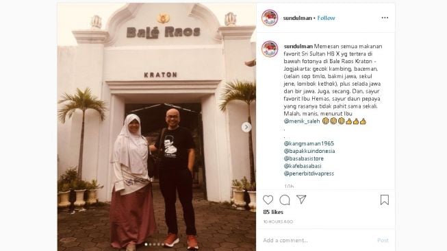 Kang Maman dan istri berkunjung ke Kota Jogja - (Instagram/@sundulman)