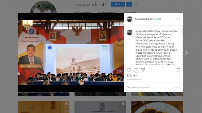 Unggahan Husain Abdullah soal foto orasi Jusuf Kalla (instagram/@husainabdullah1)