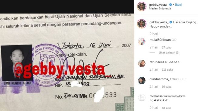 Ijazah diduga milik Lucinta Luna [Instagram/@gebby.vesta_]