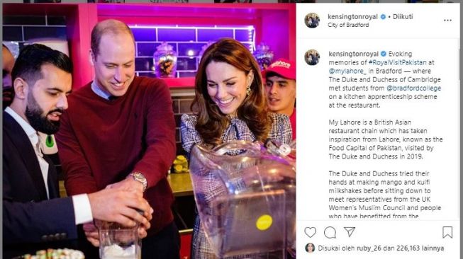 Pangeran William dan Kate Middleton. (Instagram/@kensingtonroyal)