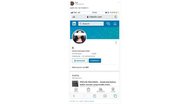 Postingan warganet salah satu pemilik akun LinkedIn. [Twitter]