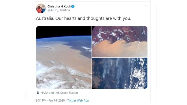 Potret kebakaran hutan Australia dari luar angkasa. [Twitter]