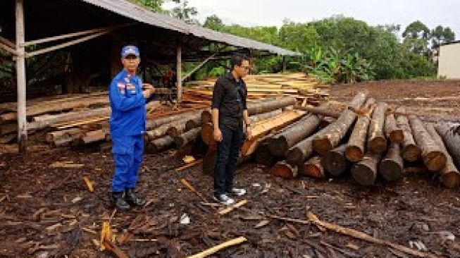 Polairud Polda Kalbar Temukan Kayu Batangan dan Olahan Illegal