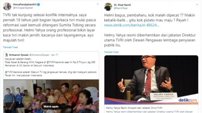 Dukungan untuk Helmy Yahya (twitter)