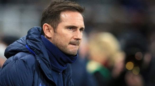 Reaksi manajer Chelsea Frank Lampard setelah saat skuatnya menghadapi tuan rumah Newcastle United di lanjutan Liga Inggris di St James Park. Lindsey Parnaby / AFP 