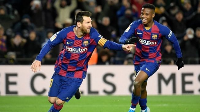 semata wayang yang dicetak Lionel Messi membawa kemenangan 1-0 Barcelona atas Granada. (Foto: AFP)