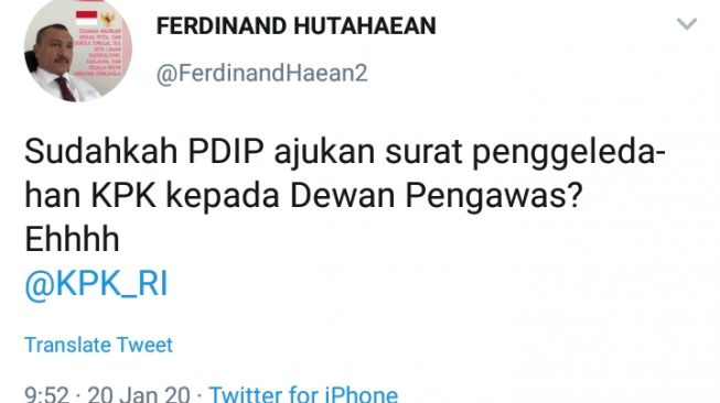 Singgung PDIP, Ferdinand Demokrat: Sudah Ajukan Surat Penggeledahan? Eh