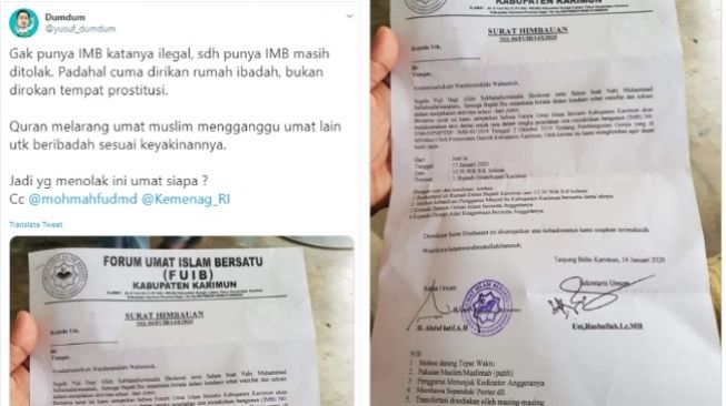 Beredar Surat Penolakan Pembangunan Gereja di Karimun Kepri