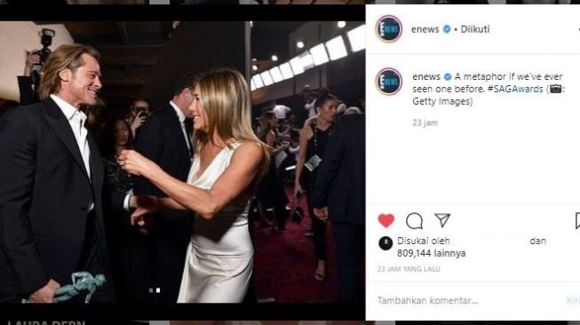 Brad Pitt dan Jennifer Aniston di SAG Awards 2020. (Instagram/@enews)