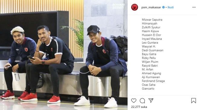 PSM Makassar rilis 19 pemain untuk menghadapi Lalenok United. (Instagram/@psm_makassar).