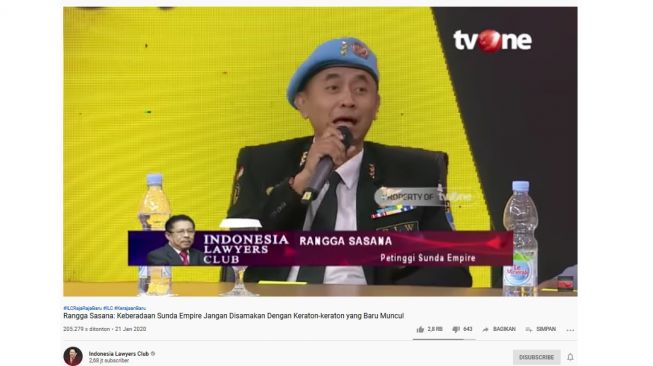Rangga Sasana di ILC TV One (Screenshot Youtube Indonesia Lawyers Club)
