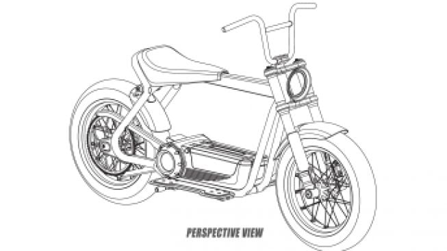 Gambar paten dari Harley-Davidson versi skuter listrik