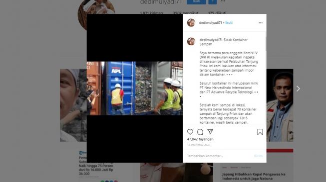 70 kontainer sampah ditemukan di Tanjung Priok (instagram/@dedimulyadi71)