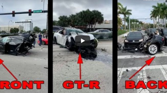 Kecelakaan Tesla Model X dengan Nissan GT-R (Youtube/Cop Block)