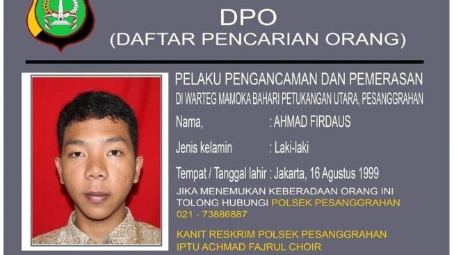 Pelaku begal yang beraksi di Warteg kawasan Pesanggrahan masuk DPO polisi. (dok polisi)