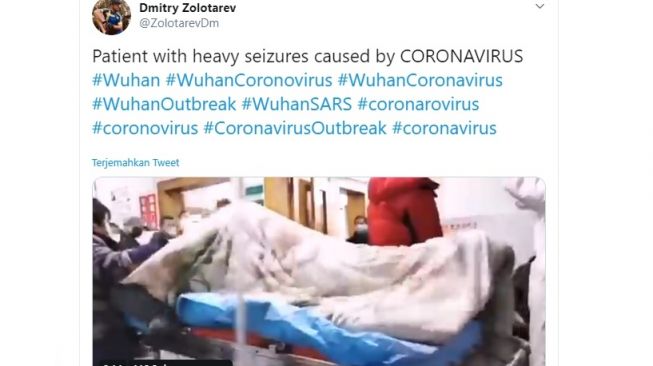 Pasien virus corona alami kejang-kejang (Twitter /@ZolotarevDm)
