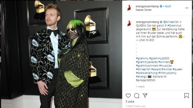 Billie Eilish boyong piala Grammy Awards 2020. (Instagram/@energynuernberg)