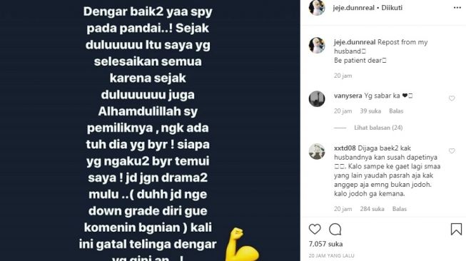 Postingan Faisal Haris yang diunggah ulang Jennifer Dunn [Instagram/@jeje.dunnreal]