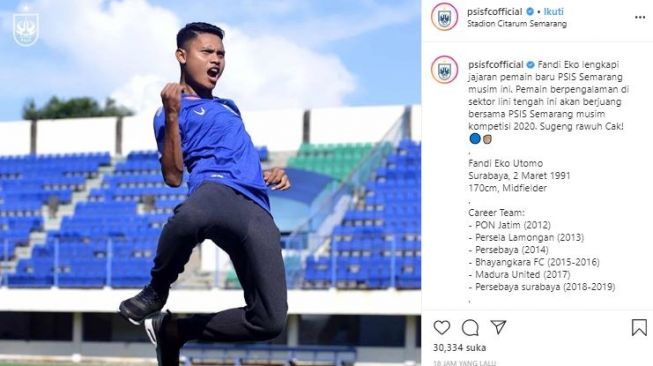 Fandi Eko resmi berlabuh ke PSIS Semarang. (Instagram/@psisofficial).