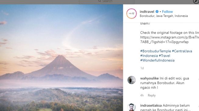 Jepretannya di Akun Kemenparekraf Dihujat, Ini Respons Fotografer Borobudur