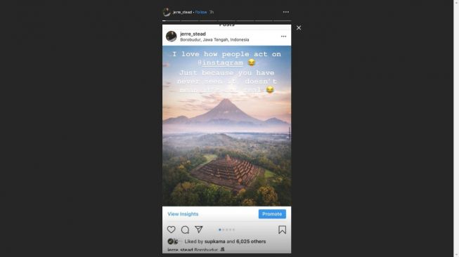 Fotografer Candi Borobudur respons hujatan warganet - (Instagram/@jerre_stead)