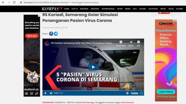 Cek Fakta, Video lima pasien terkena virus corona di Semarang (kompas.tv)