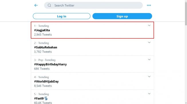 #JogjaKita jadi trending topic, Sabtu (1/2/2020). - (Twitter)