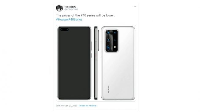 Bocoran Huawei P40. [Twitter]