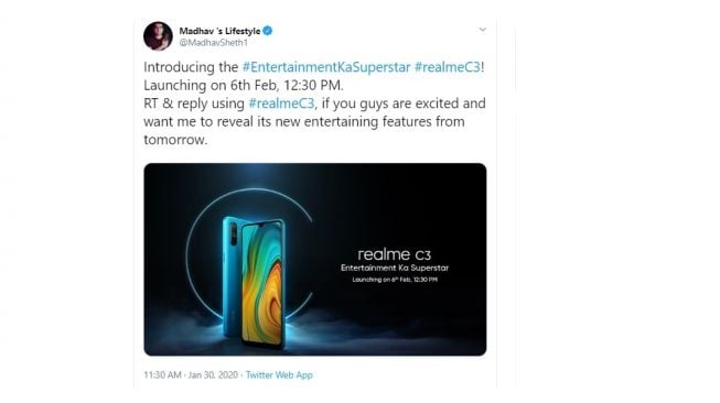 Realme C3. [Twitter]