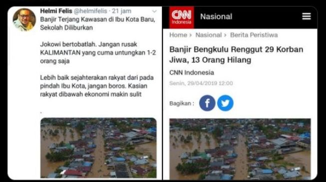 Dituding Sebar Hoaks Banjir di Ibu Kota Baru, Warganet Ini Malah Ngamuk