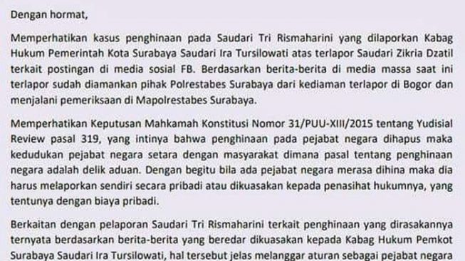 Ombudsman Jatim Terima Surat, Sebut Kasus Penghinaan ke Risma Cacat Hukum