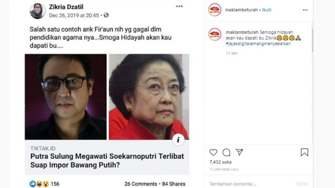 Jejak digital penghina Tri Rismaharini (instagram/@maklambeturah)