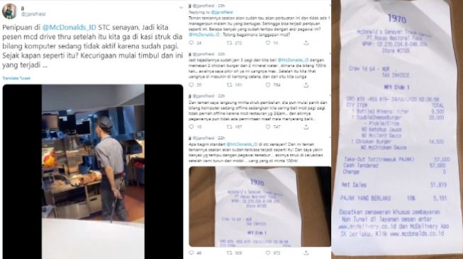 Viral penipuan oknum pegawai resto cepat saji (twitter @jjprofileid)