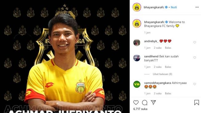 Achmad Jufriyanto resmi merapat ke Bhayangkara FC. (Instagram/bhayangkarafc)