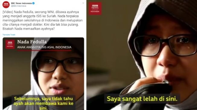 Nada Fedulla, WNI eks ISIS ingin pulang ke Indonesia (twitter/@bbcindonesia)