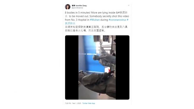 Video penanganan pasien di salah satu RS China. [Twitter]