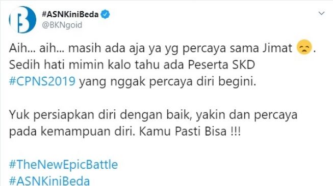 Peserta tes seleksi CPNS ketahuan bawa jimat (Twitter/bkngoid)