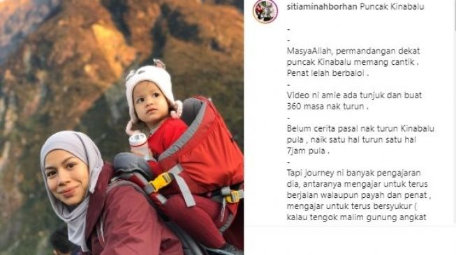 Siti Aminah dan Sofia Taklukan Puncak Kinabalu. (Instagram/@sitiaminahborhan)