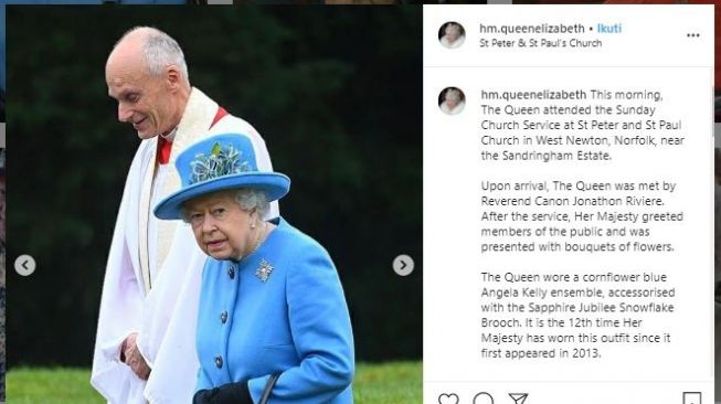 Ratu Elizabeth II pakai bros Canadian Snowflake. (Instagram/@hm.queenelizabeth)